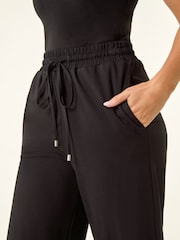 Roman Black Petite Drawstring Ponte Trousers - Image 5 of 5