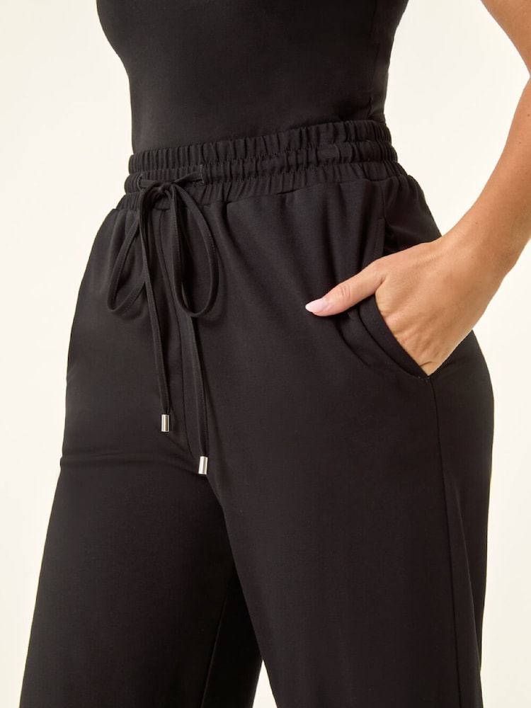 Roman Black Petite Drawstring Ponte Trousers - Image 5 of 5 Roman Black Petite Drawstring Ponte Trousers - Image 5 of 5
