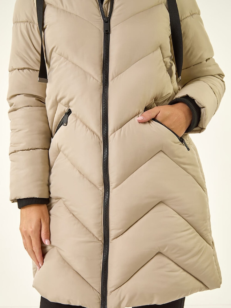 Roman White Petite Contrast Zip Puffer Coat - Image 5 of 5 Roman White Petite Contrast Zip Puffer Coat - Image 5 of 5