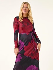 Roman Red Petite Floral Tie Waist Maxi Dress - Image 2 of 5