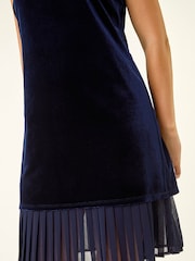 Roman Blue Petite Velvet Contrast Hem Dress - Image 5 of 5