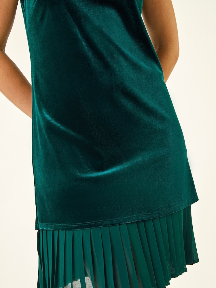Roman Green Petite Velvet Contrast Hem Dress - Image 5 of 5