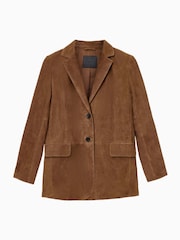 AllSaints Brown Arna Suede Blazer - Image 7 of 7