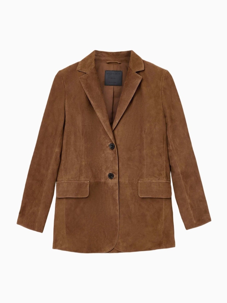 AllSaints Brown Arna Suede Blazer - Image 7 of 7