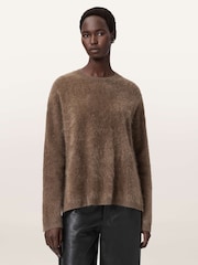AllSaints Brown Rebel Crew Neck Jumper - Image 1 of 6