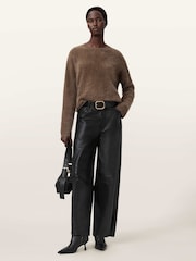 AllSaints Brown Rebel Crew Neck Jumper - Image 3 of 6
