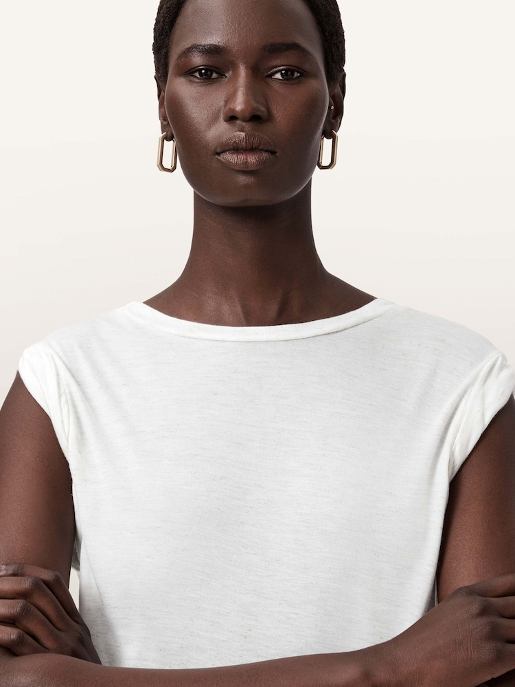 AllSaints White West Shimmer Tank - Image 2 of 8