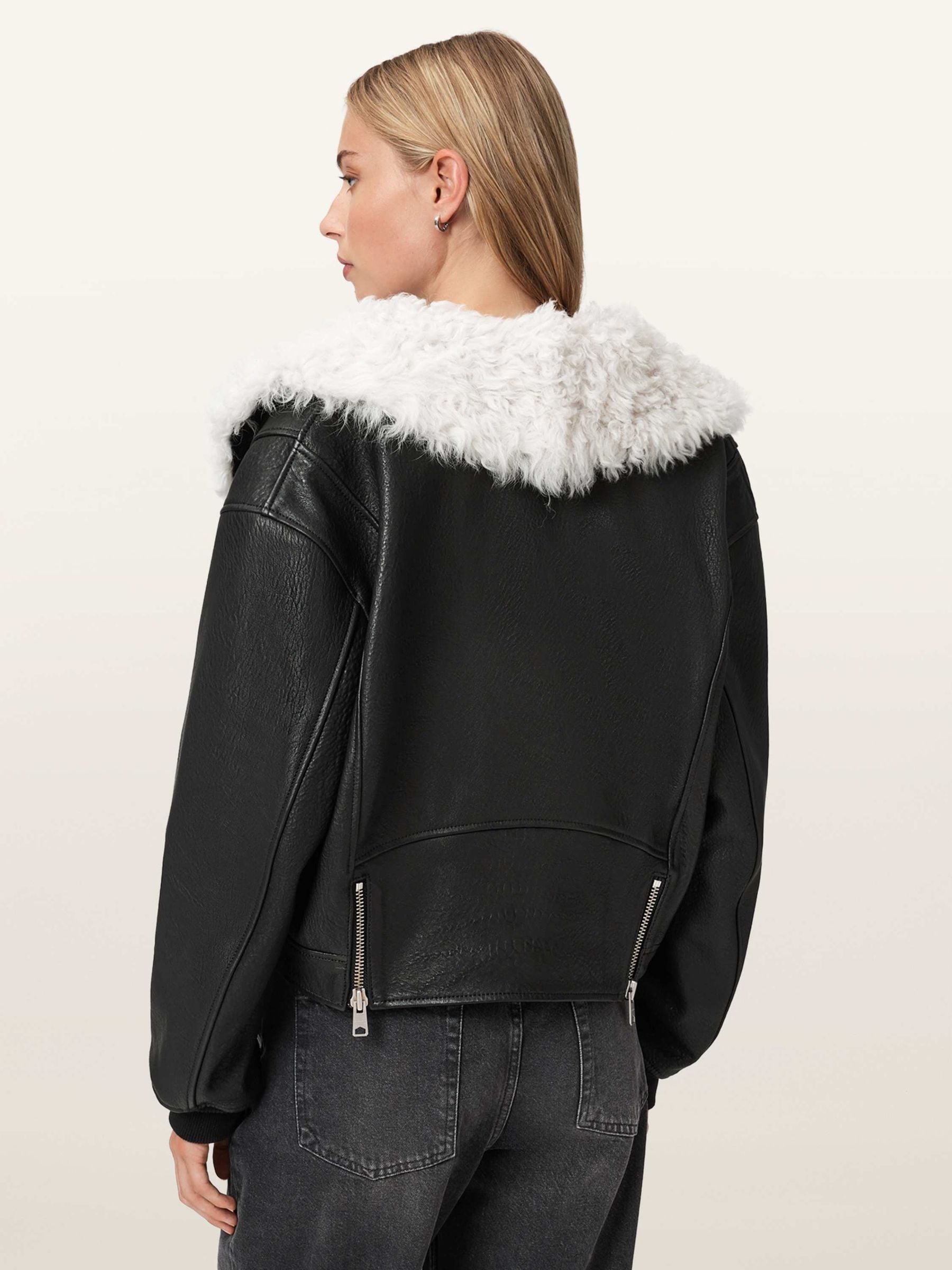 Buy AllSaints Black Libra Shearling Jacket from Next USA