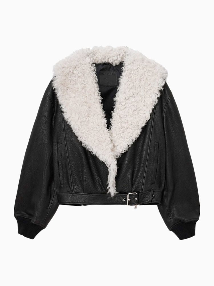 AllSaints Black Libra Shearling Jacket - Image 5 of 5