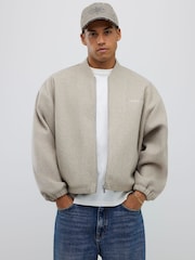 River Island Brown Sanctuaire Felt Bomber Jacket - Image 1 of 4