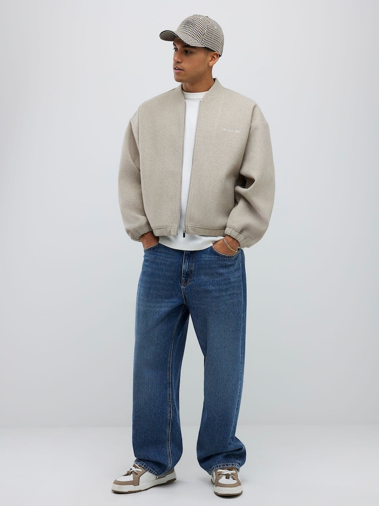 River Island Brown Sanctuaire Felt Bomber Jacket - Image 2 of 4