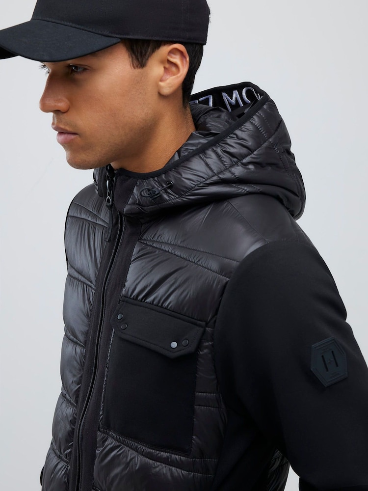 River Island Black Hybrid Hooded Jacket - Image 4 of 4