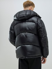 River Island Black High Shine Oversized Puffer Jacket - Image 3 of 4