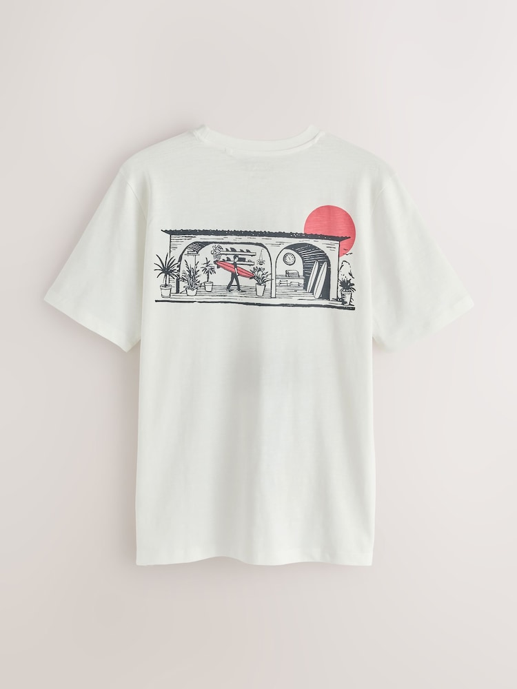 White Beach Graphic Relaxed Fit Graphic Print Slub T-Shirt - Image 2 of 4 White Beach Graphic Relaxed Fit Graphic Print Slub T-Shirt - Image 2 of 4