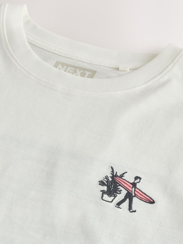 White Beach Graphic Relaxed Fit Graphic Print Slub T-Shirt - Image 4 of 4 White Beach Graphic Relaxed Fit Graphic Print Slub T-Shirt - Image 4 of 4