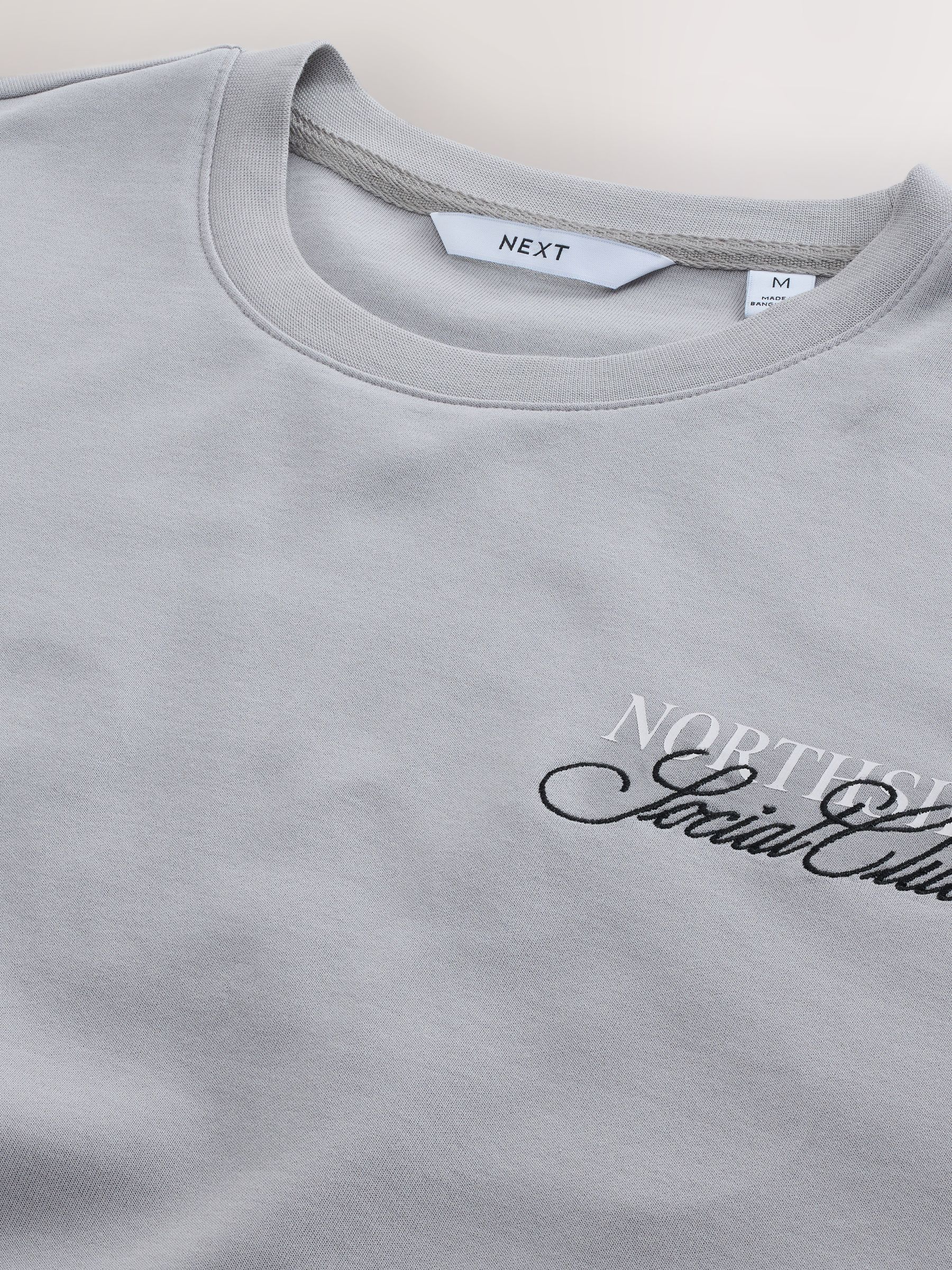 Buy Grey Text Relaxed Fit Graphic Print Heavy Weight T-Shirt from