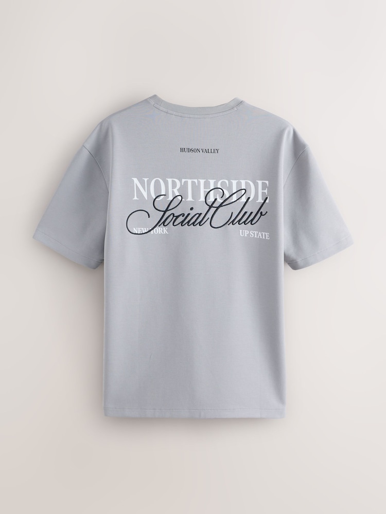 Grey Text Relaxed Fit Graphic Print Heavy Weight T-Shirt - Image 2 of 4 Grey Text Relaxed Fit Graphic Print Heavy Weight T-Shirt - Image 2 of 4