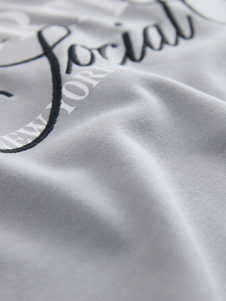 Grey Text Relaxed Fit Graphic Print Heavy Weight T-Shirt - Image 4 of 4 Grey Text Relaxed Fit Graphic Print Heavy Weight T-Shirt - Image 4 of 4