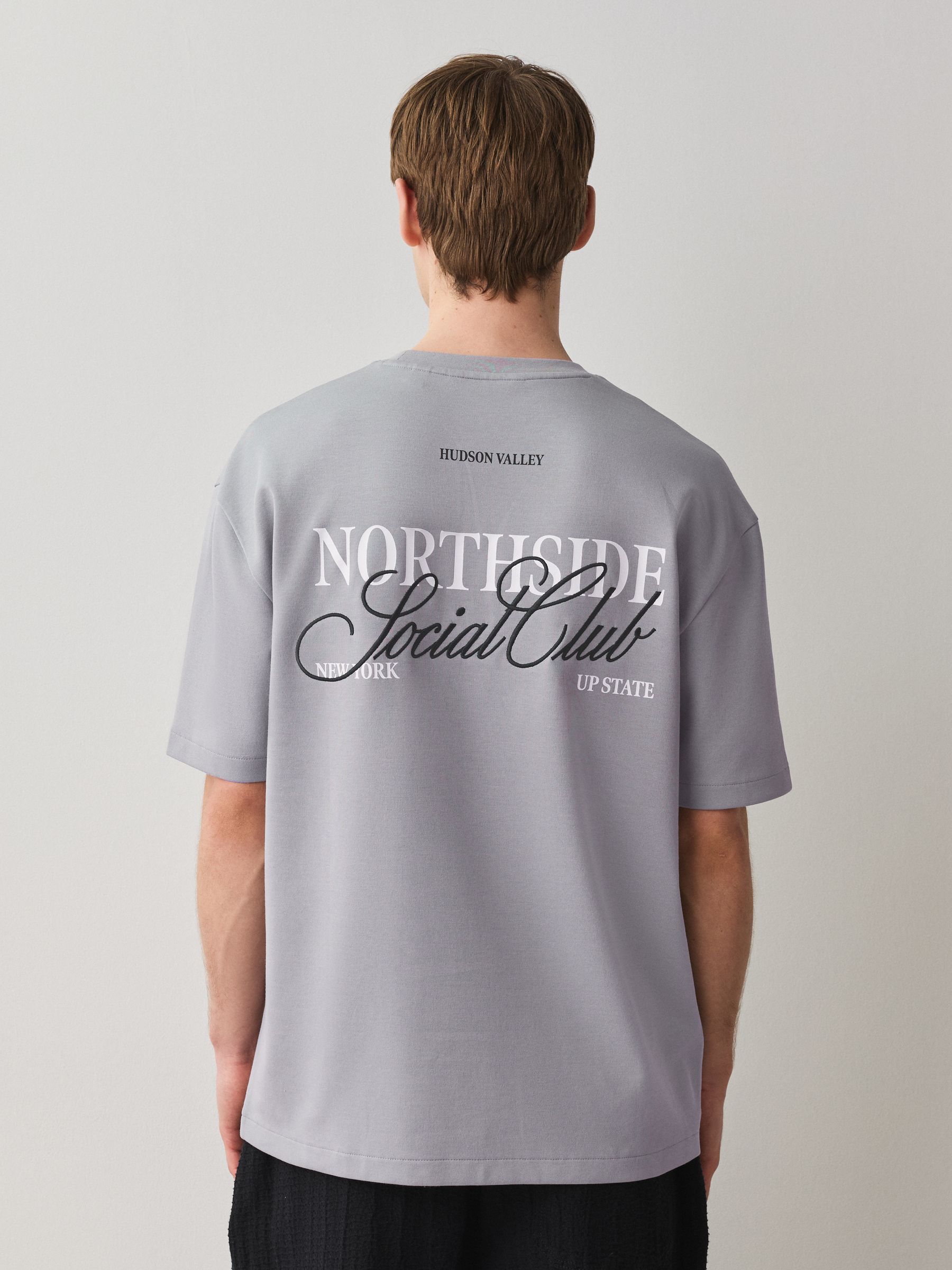 Buy Grey Text Relaxed Fit Graphic Print Heavy Weight T-Shirt from