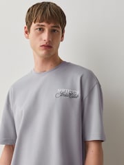 Grey Text Relaxed Fit Graphic Print Heavy Weight T-Shirt - Image 6 of 10