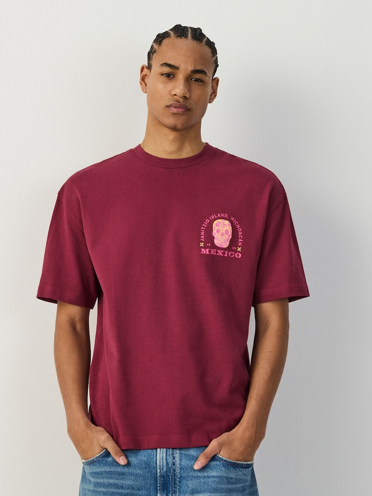 Pink Mexico Spine Relaxed Fit Graphic Print Heavy Weight T-Shirt - Image 1 of 10 Pink Mexico Spine Relaxed Fit Graphic Print Heavy Weight T-Shirt - Image 1 of 10