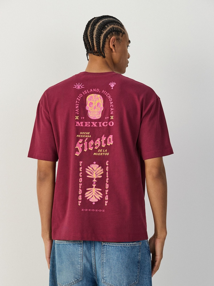 Pink Mexico Spine Relaxed Fit Graphic Print Heavy Weight T-Shirt - Image 2 of 10 Pink Mexico Spine Relaxed Fit Graphic Print Heavy Weight T-Shirt - Image 2 of 10