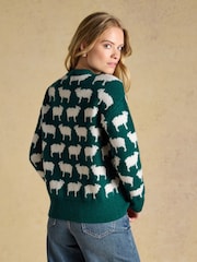 Oh Flock It Green Sheep Icon Crew Neck Knitted Jumper - Image 2 of 8
