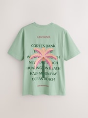 Sage Green Palm Regular Fit Graphic Print Heavy Weight T-Shirt - Image 6 of 8