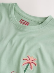 Sage Green Palm Regular Fit Graphic Print Heavy Weight T-Shirt - Image 7 of 8