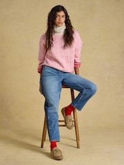 Joules Pink Patterned Knitted Jumper with Detachable Roll Neck - Image 3 of 8