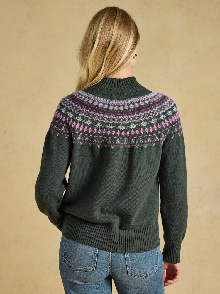 Joules Green Fair Isle High Neck Jumper - Image 2 of 6 Joules Green Fair Isle High Neck Jumper - Image 2 of 6