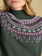 Joules Green Fair Isle High Neck Jumper - Image 4 of 6
