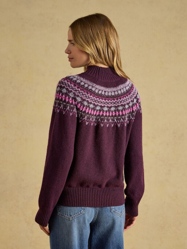 Joules Wine Fair Isle High Neck Jumper - Image 2 of 7 Joules Wine Fair Isle High Neck Jumper - Image 2 of 7