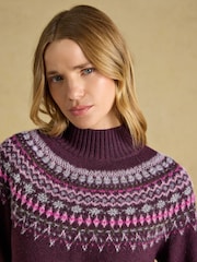 Joules Wine Fair Isle High Neck Jumper - Image 3 of 7