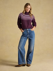 Joules Wine Fair Isle High Neck Jumper - Image 4 of 7