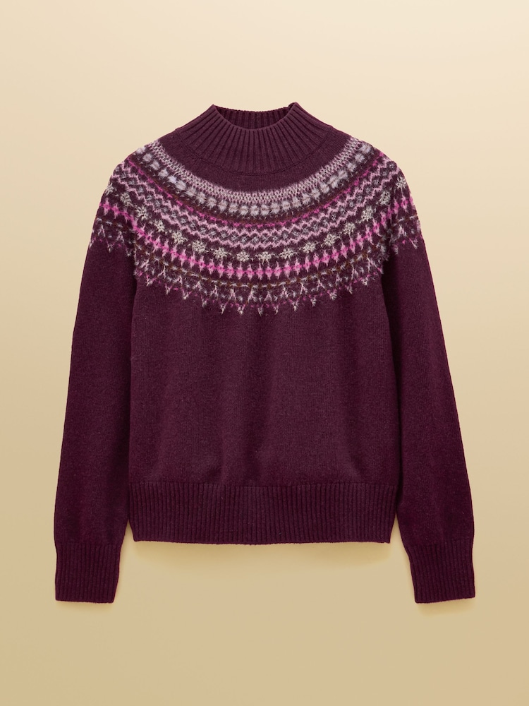 Joules Wine Fair Isle High Neck Jumper - Image 7 of 7 Joules Wine Fair Isle High Neck Jumper - Image 7 of 7