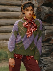 Argyle Multi Knitted Crew Neck Jumper - Image 2 of 10