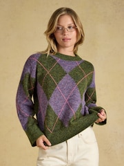 Argyle Multi Knitted Crew Neck Jumper - Image 3 of 10