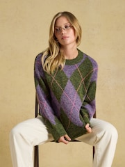 Argyle Multi Knitted Crew Neck Jumper - Image 5 of 10