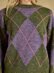 Argyle Multi Knitted Crew Neck Jumper - Image 6 of 10