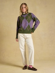 Argyle Multi Knitted Crew Neck Jumper - Image 7 of 10