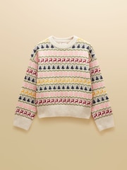 Joules Cream Knitted Festive Fair Isle Jumper - Image 6 of 6