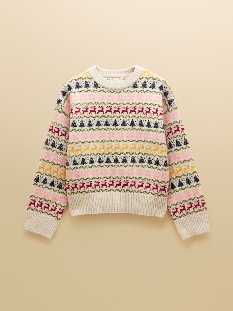 Joules Cream Knitted Festive Fair Isle Jumper - Image 6 of 6 Joules Cream Knitted Festive Fair Isle Jumper - Image 6 of 6