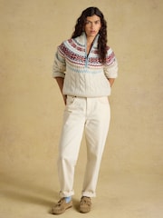 Cable Knit Fair Isle Half Zip Jumper - Imagen 3 de 7