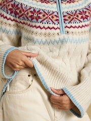 Cable Knit Fair Isle Half Zip Jumper - Imagen 4 de 7