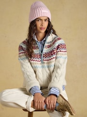 Cable Knit Fair Isle Half Zip Jumper - Imagen 5 de 7