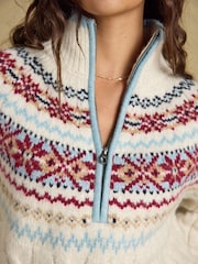Cable Knit Fair Isle Half Zip Jumper - Imagen 6 de 7