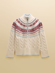Cable Knit Fair Isle Half Zip Jumper - Imagen 7 de 7