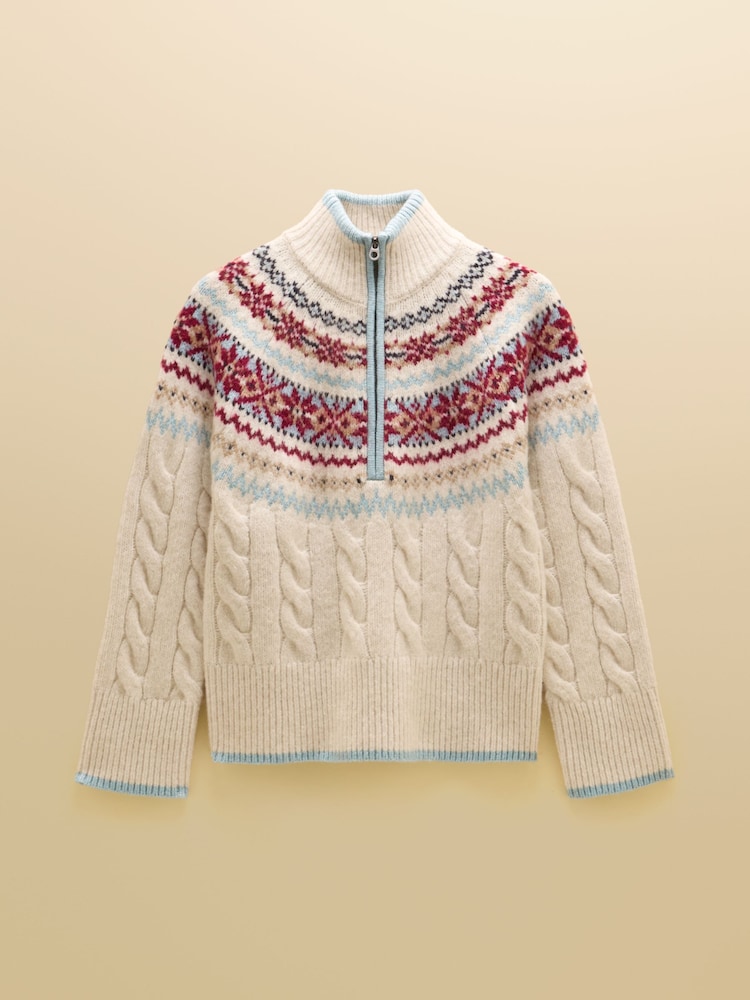 Cable Knit Fair Isle Half Zip Jumper - Imagen 7 de 7 Cable Knit Fair Isle Half Zip Jumper - Imagen 7 de 7
