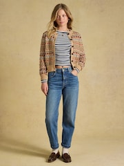 Woodland Pattern Oatmeal Cotton Blend Knitted Cardigan - Image 7 of 8